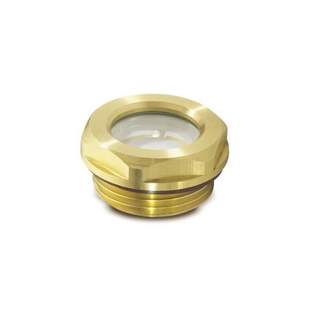 Otto Ganter Oil Level Sight Glass Brass Natural Glass Resistant up to 180 ° C, GN 743.3